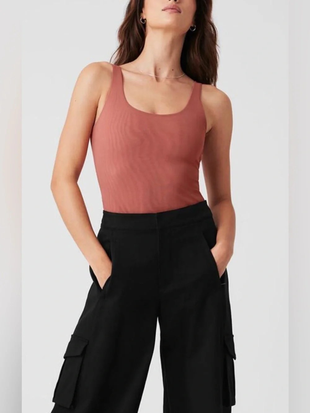 Alo  Mesh Sheer Illusion Bodysuit - Soft Terracotta
